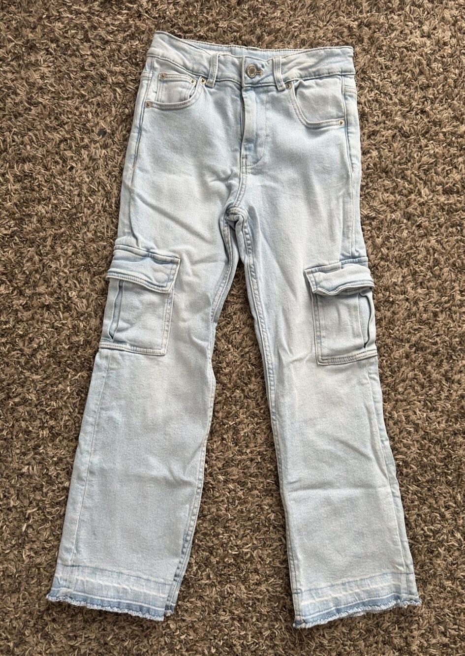 Zara Girls Vervet Cargo Light Wash Relax Wide Leg Fit Girls Size 9